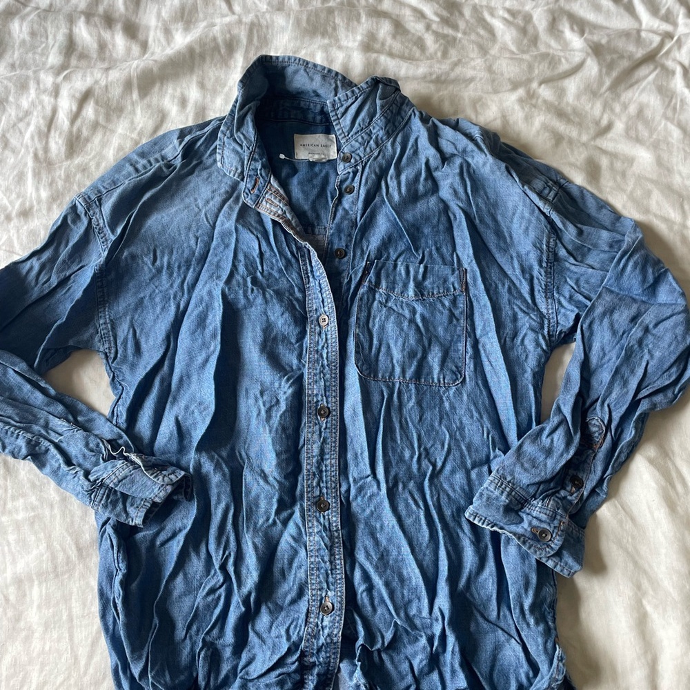 AE Blue Button-Up Denim Shirt